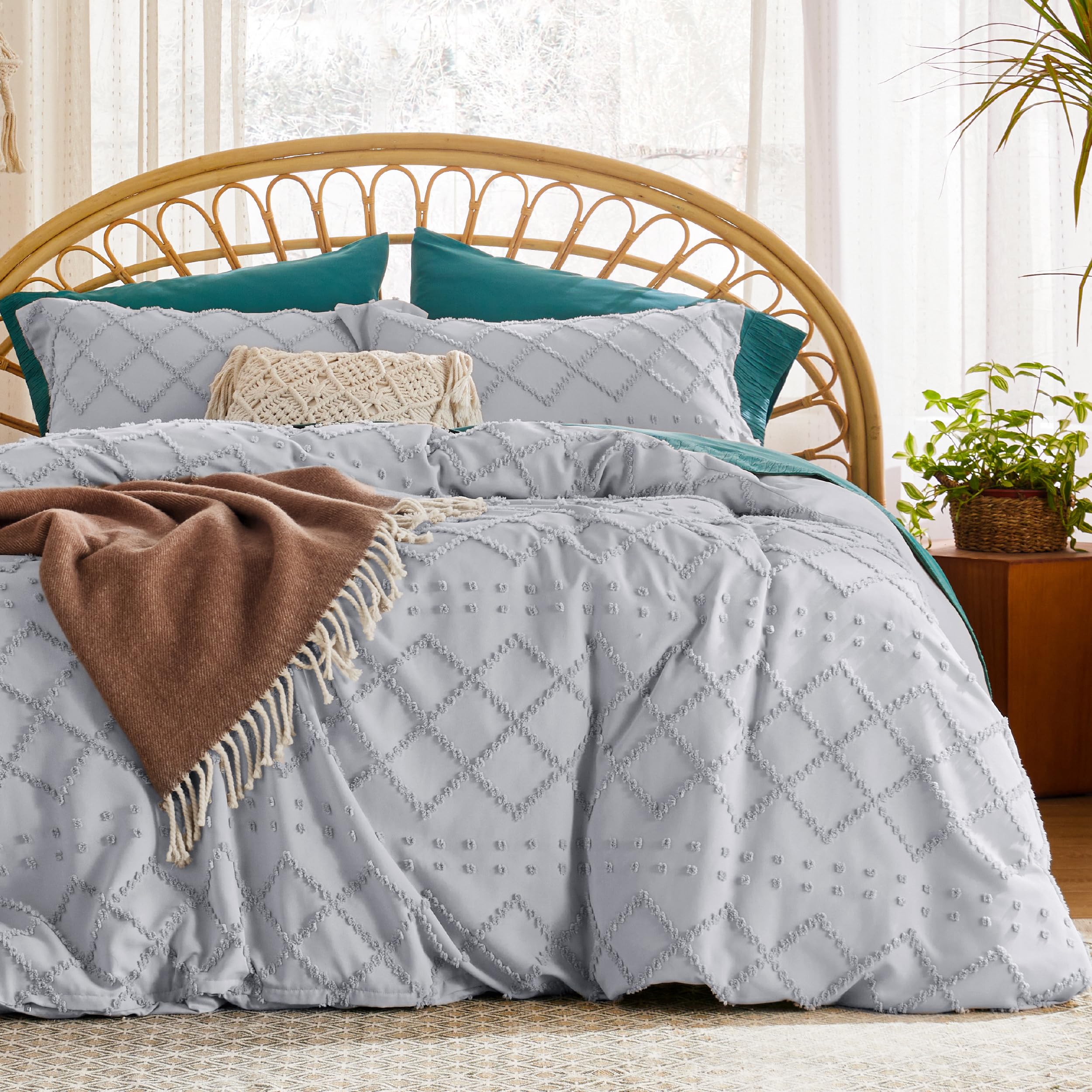 Amazon.com: Bedsure Boho Duvet Cover Queen Size - Light Grey